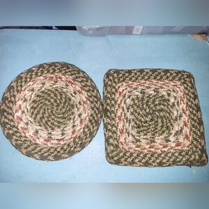 Pair of Braided Round and Square 8 Inch Trivets #1027-317
